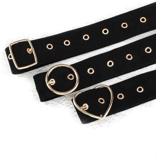 Women Wide long black Velvet fabric waist strap Fashion Geometric buckle belt ladies Dress jeans trouser waistband accessories
