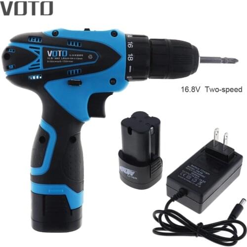 VOTO AC 100 - 240V Cordless 16.8V Electric Screwdriver with Two-speed Adjustment Button for Handling Screws / Punching