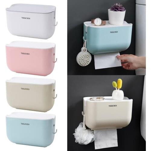 Home Toilet Bathroom Tissue Box Rack with Hook Accesories 223x145x128MM