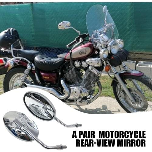 Universal Motorcycle Oval Chrome Rearview Mirrors 10MM Motorbike Side Mirror New FOR Yamaha Xt 600 Virago 125 535 1100 Vmax 1200