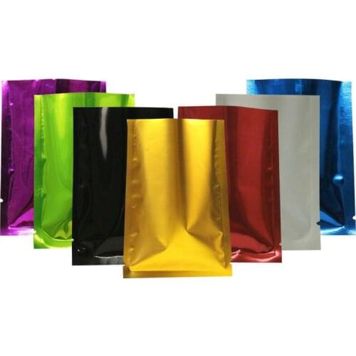 1000pcs/lot Colorful Open Top Aluminum Foil Vacuum Mylar Bag Heat Sealing Food Packaging Pouches For Coffee Nuts Tea Storage