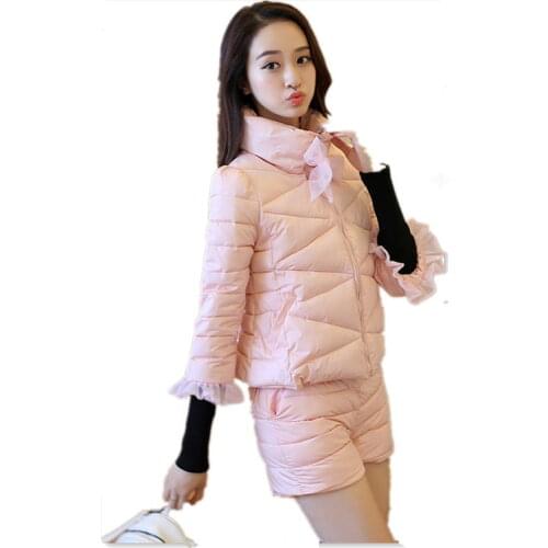 Autumn and winter new women Korean version of the short section of cotton Parkas jacket shorts temperament two-piece suit TB941