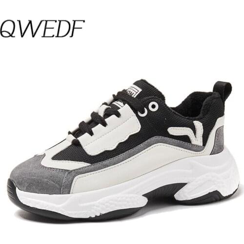 QWEDF 2019 Womens Chunky Sneakers Fashion Printed Platform Shoes Lace Up Vulcanized Sneakers Shoes Casual Women Z5-15