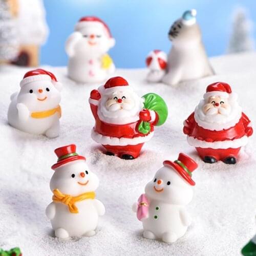 1 PCS Resin Miniature Snowman Micro Landscape Santa Claus Figurines