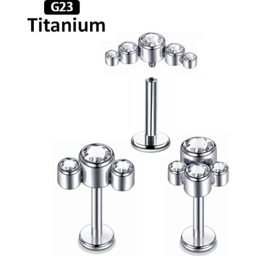 1PS G23Titanium Piercing F136 Ear Piercing Cartilage Helix Tragus Stud Internally Threaded Labret Lip Anti-allergic Body Jewelry
