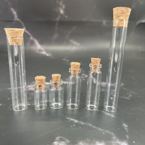 2pcs 0.5-5ml Mini Glass Bottles Delicate Cork Stoppers Wish Bottles DIY Miniature Bottles Favor Cute Small Glass Jars