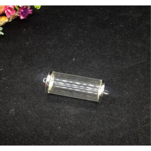5sets/lot 28*12mm two sides open tube glass globe findings set glass bottle glass vail diy pendant necklace jewelry glass dome
