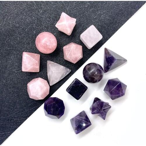 7pcs/set Amethyst White Crystal Reiki Stone Divination Stone Crystal Healing Stone Reiki Healing Set Energy Stone Size 14-20mm