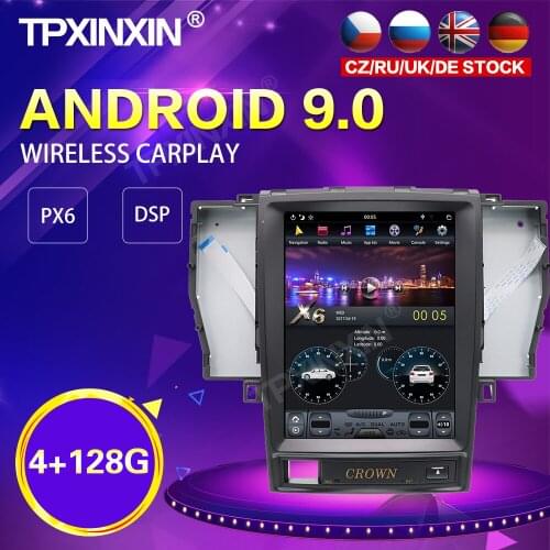 PX6 IPS Android 9.0 4+128G Tesla Style Car Radio For Toyota Crown 2005-2009 GPS Navigation Stereo Recoder Head Unit DSP Carplay