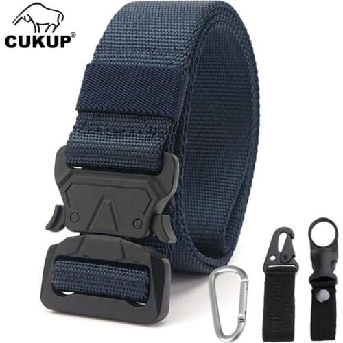 CUKUP Design Quality Nylon Tactical Military Belts A Letter Buckle Pattern Multi-functional Belt Jean Accessories 125cm CBFJ0160