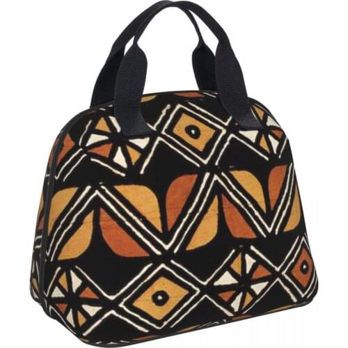 Childrens Cooler Bag African Tribal Floral Printing Kids Lunch Bags for Women Thermal Breakfast Food Box Portable Picnic Travel