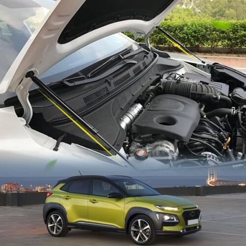 For Hyundai Kona 2017-2021 Black Stainless Engine Cover Supporting Rod Hydraulic Hood Support Poles Gas Springs