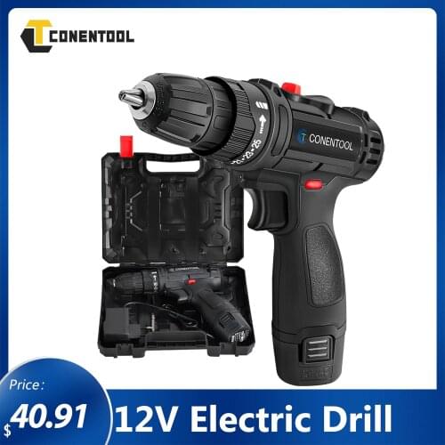 Electric Drill 12V Cordless Portable Repair Tool Screwdriver Set Mini Wireless Power Driver 1500mAh Battery Home DIY 10-30N.M