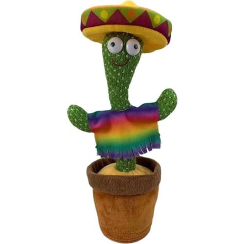 New 32cm LED Electric Doll Singing Music Dancing Shake Light Up Cactus Shape Plush Toy Dance Plant Learning Toy