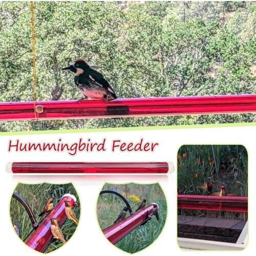 Hummingbird Feeder With Hole Feeding Pipes Birds Easy To Use Red Hanging Long Tube Bird Feeder Annas Best Gardening Tools