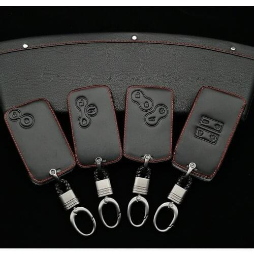 Leather Car Key Case Cover For Renault Koleos Kadjar Keychain Holder Protector Wallet Protective Shell Accessories