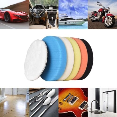 6Pcs Polishing Pads Kit 6 Inches Car Buffing Sponge for Automobiles Yachts Self-adhesive Wool Pad