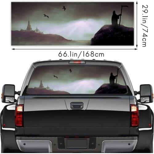 Grim Reaper Darkness for Truck Suv Pickup 3D Rear Windshield Sticker Decor Rear Window Glass Poster 66.1 x 29.1Inch