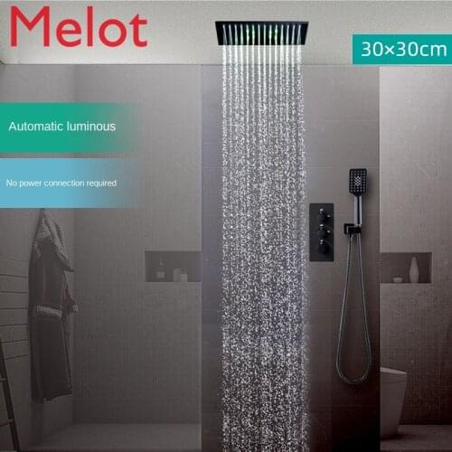 Customized Hengmei Concealed Wall-Embedded Canopy Shower Head Set Black Hidden Ceiling Shower Ceiling-Mounted Hidden