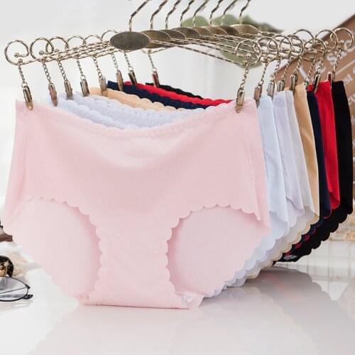 The New Sexy Women Panties Ice Silk Briefs Ultra-thin Stripe Underwear Pants Comfort Lingerie Gentle Slimming Underpants Female