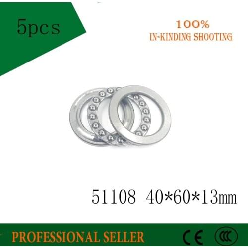 5Pcs 51108 40x60x13mm Axial Ball Thrust Bearing plane thrust ball bearing 8108 40*60*13mm