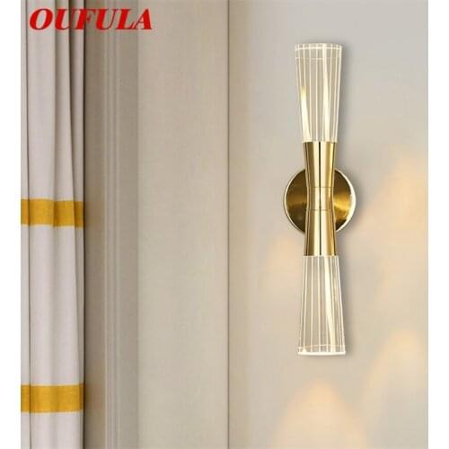 OUFULA Indoor Wall Lamps Crystal LED Modern Wall Lights Sconce Aluminum Fixture For Bedroom Living Room Office Hotel