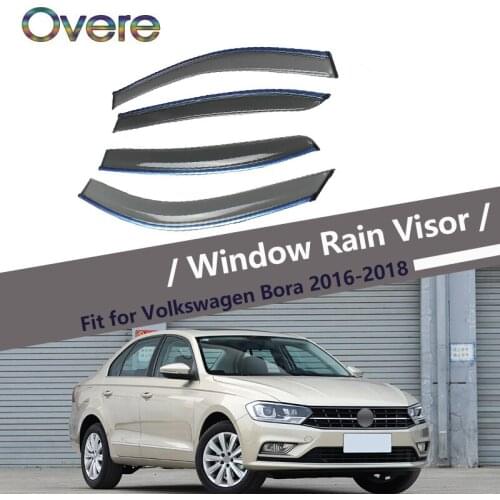 Overe 4Pcs/1Set Smoke Window Rain Visor For Volkswagen VW Bora 2016 2017 2018 Styling Awnings Shelters Guard Accessories