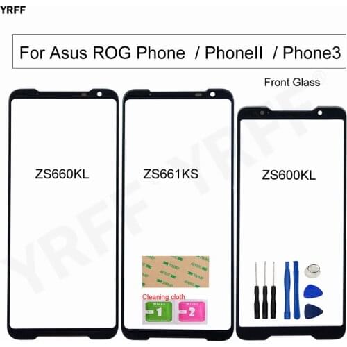 For Asus ROG Phone 3 ZS661KS ZS600KL Front Glass Panel For Asus ROG Phone II ZS660KL (No Touch Screen) Outer Glass Cover