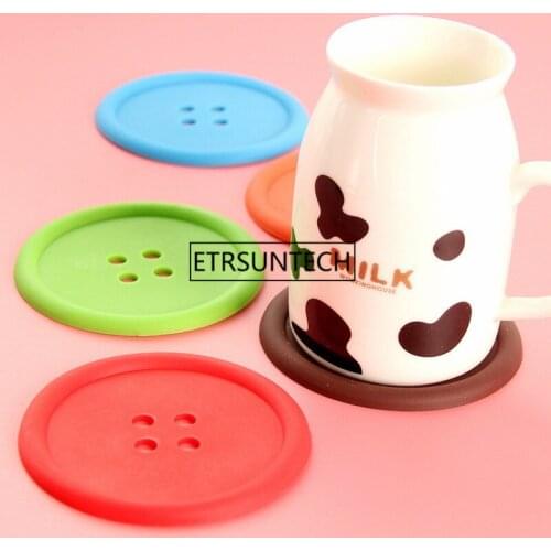 200pcs Button Shape Silicone Cup Pad Slip Insulation Pad Mat Cup Drink Holder Placemat Mug Stand Home Kitchen Accessories