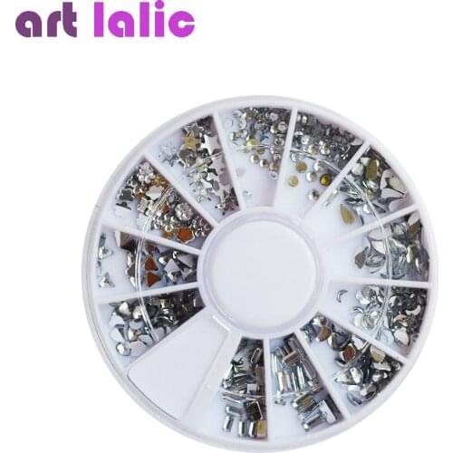 Clear Transparent Diamante Rhinestone Crystal Mix Size Shape Nail Art Decal Tips Glitters Stickers Rhinestones