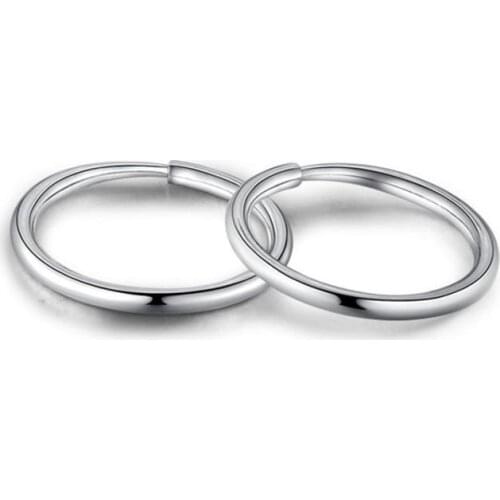 Real Pt950 Platinum Earrings Women Luck Smooth Circle Hoop Earrings 11mmW Best Gift