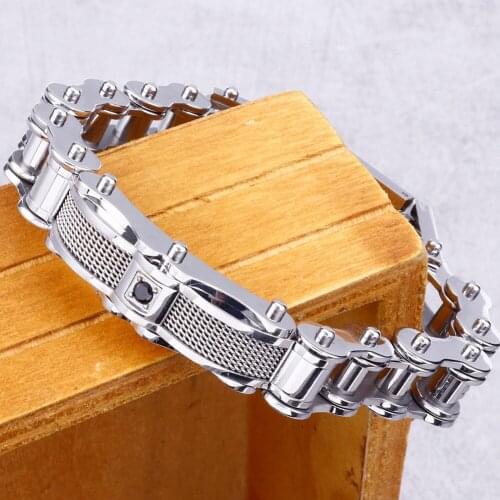 12MM Wide 8.67" 316L Stainless Steel Cast Metal Bicycle Chain Man Bracelets Mens Boys Biker Jewellery Accessories Bracelet Gifts