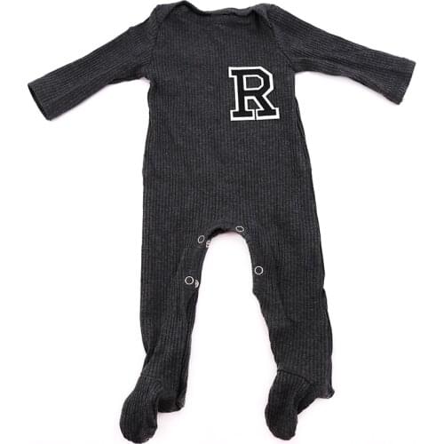 Personalized Letter Baby Girls Boys Cotton Ribbed Rompers Bodysuits Soft baby long sleeves footies family christmas pajamas 2020
