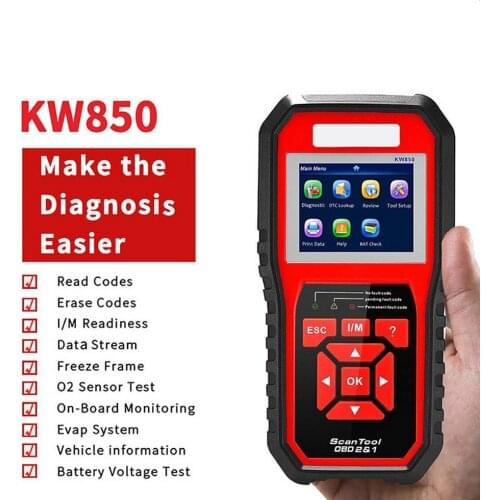 OBD2 Car Scanner KW808 Car Diagnostic Tool Fault Scanner LCD Code Reader Professional Car Troubleshooting Supports 8 Languages