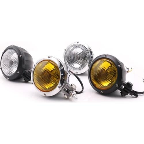 1pc Chrome/Black DC 12V Retro Vintage Motorcycle Headlight Head Lamp Light For Harley Vintage Chopper Cafe Racer Lights
