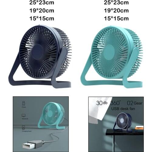 Rotated USB Desktop Fan Table Cooling Fan 2 Speeds 30db Ultra-Quiet for Home Office Rechargeable
