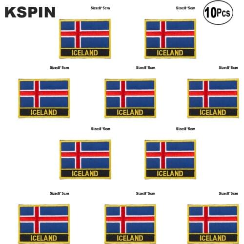 Iceland Flag Embroidery Patches Iron on Saw on Transfer patches Sewing Applications for Clothes in Home&Garden