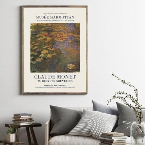 Claude Monet Exhibition Poster French Art Museum Canvas Print Abstract Painting Vintage Wall Art Picture Living Room Home Decor
