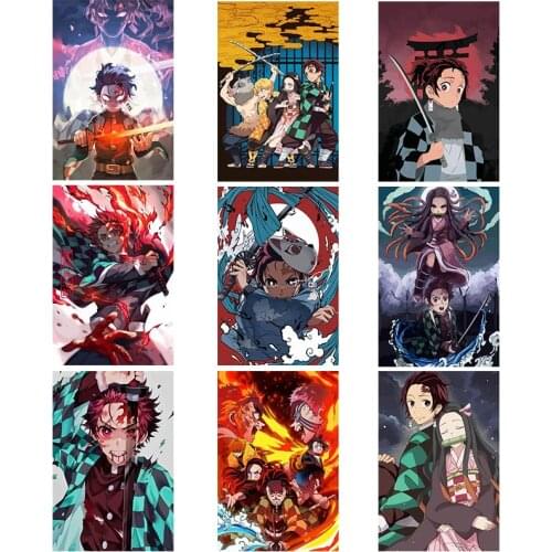Japanese Anime Demon Killer Wall Artist Home Decoration Teen Canvas Painting Gift Painting Poster Living Room Bedroom Decoration