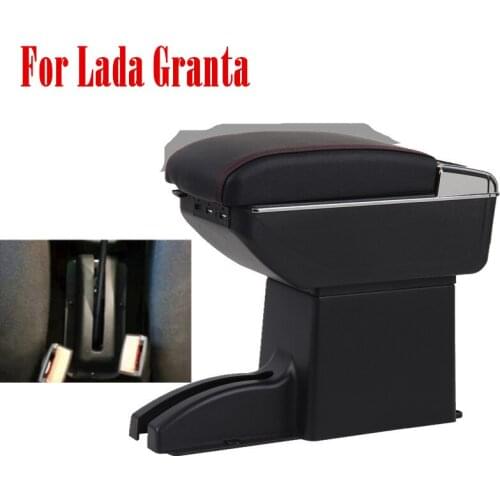 Car Storage Box For Lada Granta 2012 - 2018 Kalina Arm Rest Rotatable Armrest Central Content 2013 2014
