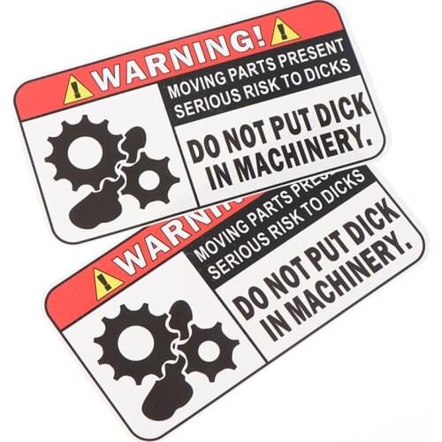 2pcs Funny Warning In Machinery Car Sticker Decal Reflecterende PVC Decal