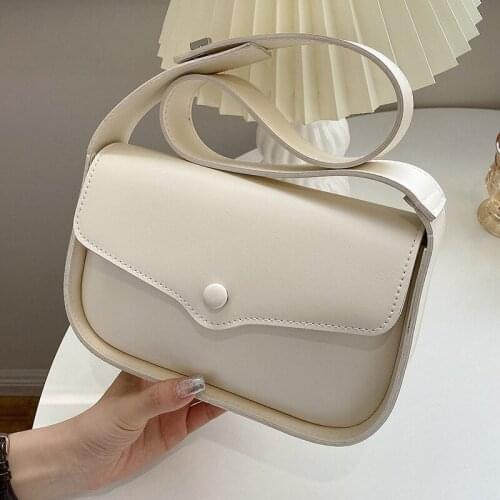 Small Leather Square Shoulder Bags for Women Solid Color Flap Crossbody Bags Ladies Wild Designer Handbags White Messenger Bag