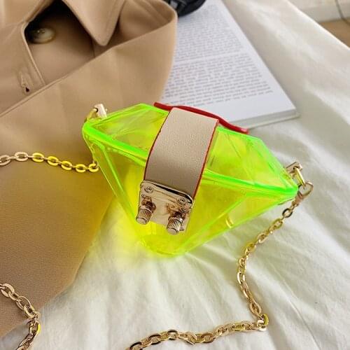 Diamond Shape Womens Bag 2021 Evening Pvc Acrylic Transparent Chain Shoulder Crossbody Bag Women Messenger Bags Bolsa Feminina