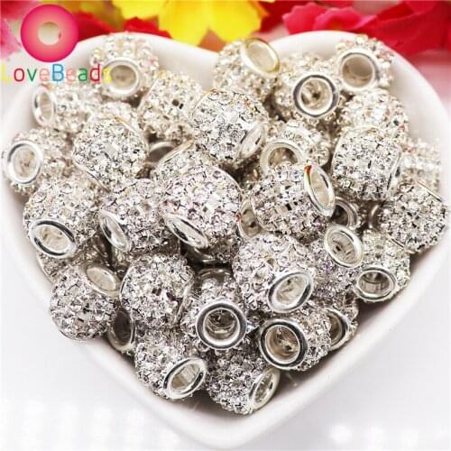 10Pcs Handmade Crystal Glass Spacer Beads Muranos Large Hole European Beads Fit Pandora Bracelet Snake Chain DIY Pendant Jewelry