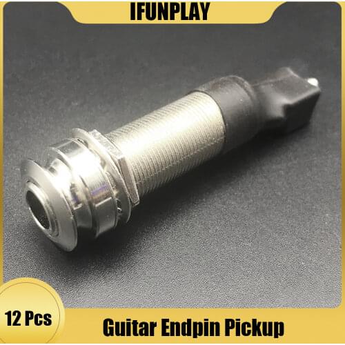 12Pcs High Quality Durable Metal Cylinder Guitar EQ Piezo Pickup Endpin 6.35mm Silver Passive Endpin for Guitar Ukulele