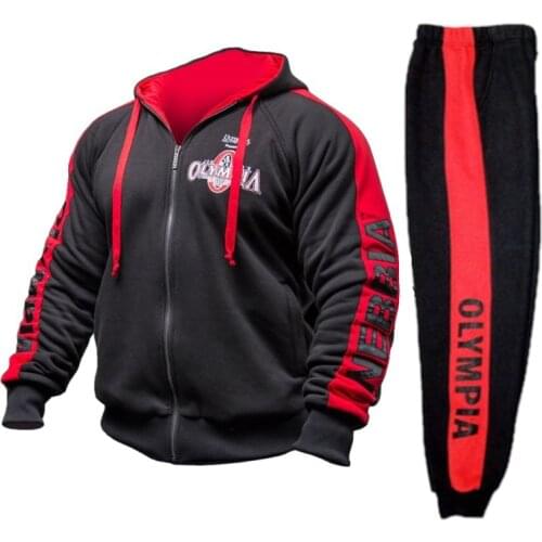 2pcs Men Sportswear Tracksuit Zip Up Hoodies Jacket Sweatshirt+pant Male Running Jogging Casual Workout Athletic Set Sport Suit