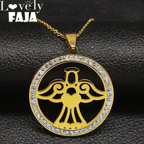 2021 Fashion Angle Crystal Stainless Steel Necklace for Women Gold Color Necklaces Pendants Jewelry bijoux N147S03