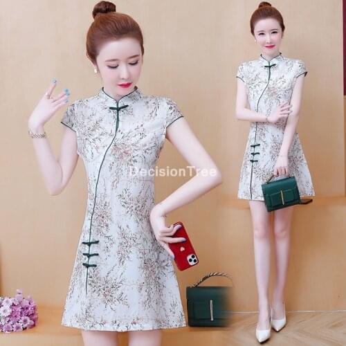 2021 chinese dress national floral print cheongsam chinese dress for women tangsuit qipao dresses elegant cheongsam dress qipao