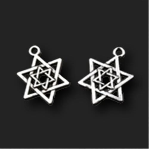 WKOUD 20pcs Antique Sliver Star of David Charm pendants for earrings bracelet DIY fashion jewelry findings A600