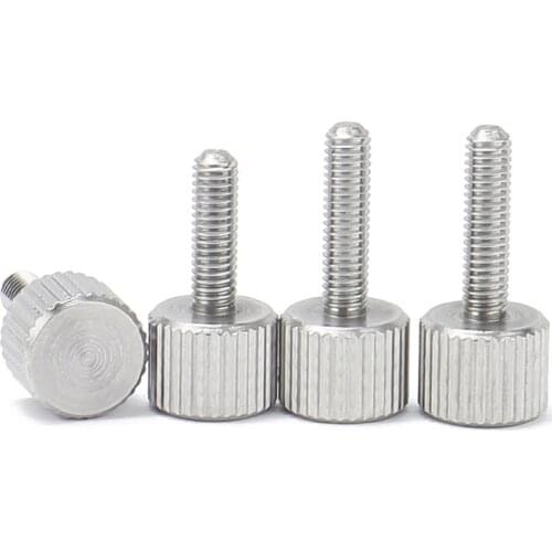 5Pcs M2 M2.5 M3 M4 M5 M6 304 A2-70 Stainless Steel Thumb Screw Plain Flat Type Metric Knurled Head Maunal Adjustment Bolt 5-30mm